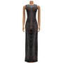 Autumn and Winter Women's Sexy See-Through Evening Beaded Nightclub Dress for Women