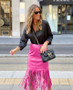 Street Trend Fall/Winter Tassel Patchwork Leather Skirt