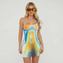 Summer sleeveless halter print straps slim dress