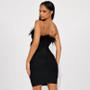 Sexy women's clothing autumn and winter Strapless feather bodycon dress