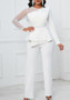 Long Sleeve Chic Mesh Patchwork Beading Slim Fit Formal Party Plus Size Jumpsuit