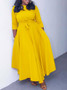 Women's Fall/Winter Fashion Chic Solid African Plus Size Midi Dress