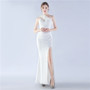 Women Elegant Ostrich Feather Formal Party Evening Dress