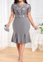 Plus Size Women Embroidered Patchwork Dress