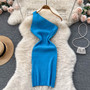 Women Slash Shoulder Knitting Sweater Dress