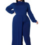 Women's Solid Color Long Sleeve Plus Size Jumpsuit