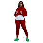 Women Casual Fall/Winter Patchwork Hoodies and Pant Two-piece Set