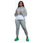 Women Casual Fall/Winter Patchwork Hoodies and Pant Two-piece Set