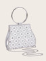 Women Pearl Diamond Evening Bag Wrist Ring Clutch