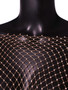 Women Sexy Hollow High Waist Bright Diamond Long Sleeve Fishnet Top