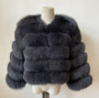 Women Patchwork Winter Warm Long Sleeve Crop Faux Fur Jacket