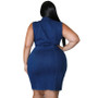 Plus Size Women Sleeveless Zip Denim Dress