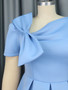 Plus Size Women Slash Shoulder Bow Dress