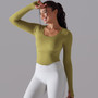 Seamless Knitting Solid Color Ribbed Sports Yoga Long-Sleeved Running Fitness Yoga Tops For Women