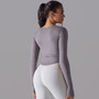 Seamless Knitting Solid Color Ribbed Sports Yoga Long-Sleeved Running Fitness Yoga Tops For Women