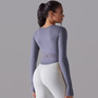 Seamless Knitting Solid Color Ribbed Sports Yoga Long-Sleeved Running Fitness Yoga Tops For Women