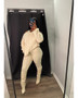 Women's Fashion Solid Color High Stretch Knitting Hooded Sweater Slim Long Pants Two Piece Set