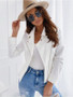 Fashion Slim Short Turndown Collar Solid Color Zipper Jacket For Women