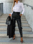 Women autumn and winter pocket pu leather trousers