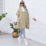 Women Casual Loose v-tie hat vest cloak sweater jacket