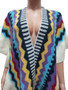 Women Autumn and Winter Geometric Knitting Crochet Tassel Cardigan Cape Jacket