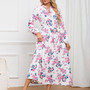 Women Balloon Sleeve Stand Collar Lace Floral Maxi Dress