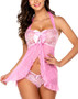 Erotic Lingerie Sexy Halter Neck Women'S Mesh See-Through Pajamas Dress