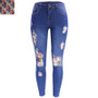 Fall New Fashion Ripped Patch Women Denim Pants Jeans