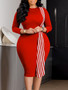 Africa Plus Size Women Bodycon Round Neck Pencil Skirt Dress