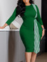 Africa Plus Size Women Bodycon Round Neck Pencil Skirt Dress