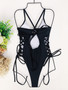 Women Sexy Bikini Solid Suspender Swimwear