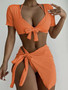 Women sexy bikini striped Swimwear four-piece set