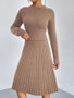Autumn And Winter Solid Color Knitting Sweater A-Line Skirt Slim Chic Two-Piece Set