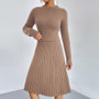 Autumn And Winter Solid Color Knitting Sweater A-Line Skirt Slim Chic Two-Piece Set