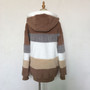 Autumn And Winter Warm Plush Patchwork Zipper Pocket Hooded Loose Coat For Women