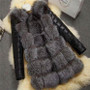 Women Winter Black Long Sleeve Thick Warm Faux Furry Jacket