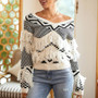 Women autumn and winter v-neck fringed knitting sweater