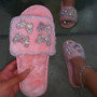 Women flat warm fur slides