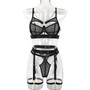 Women's Metal Mesh Hollow Sexy Three-Piece Lingerie Set