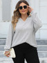 Women's Tops Plus Size Women's Turndown Collar Knitting Shirt Ribbed Basic Casual T-Shirt