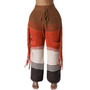 Women's Casual Style Knitting Colorblock Crochet Tassel Loose Straight Pants