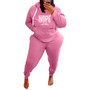 Plus Size Women's Sports Hoodies Casual Two-Piece Tracksuit Set