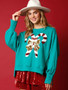 Autumn And Winter Women's Christmas Sequined Long Sleeve Pullover T-Shirt