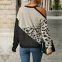 Women Autumn Color Block Long Sleeve Hollow Sweater