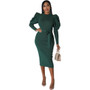 Sexy And Fashionable Solid Color Round Neck Slim Dress For Women