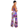 Sexy Print Plus Size Lace Jumpsuit Bell Bottom Pants