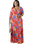 Plus Size Women Casual Print Maxi Dress