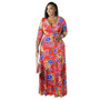 Plus Size Women Casual Print Maxi Dress