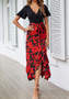 Women Printed V-Neck Ruffle Floral Dress