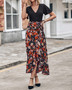 Women Printed V-Neck Ruffle Floral Dress